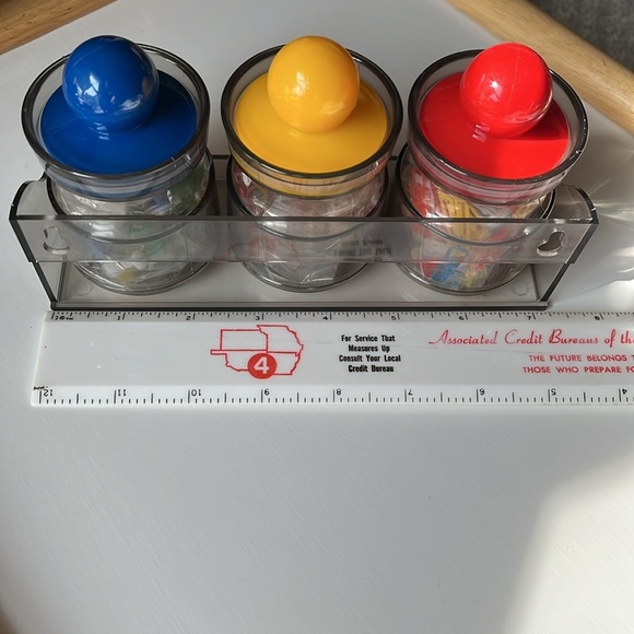 Vintage Hong Kong Desk Accessories Jar Set 1980s Stationery Storage - Picture 9 of 12